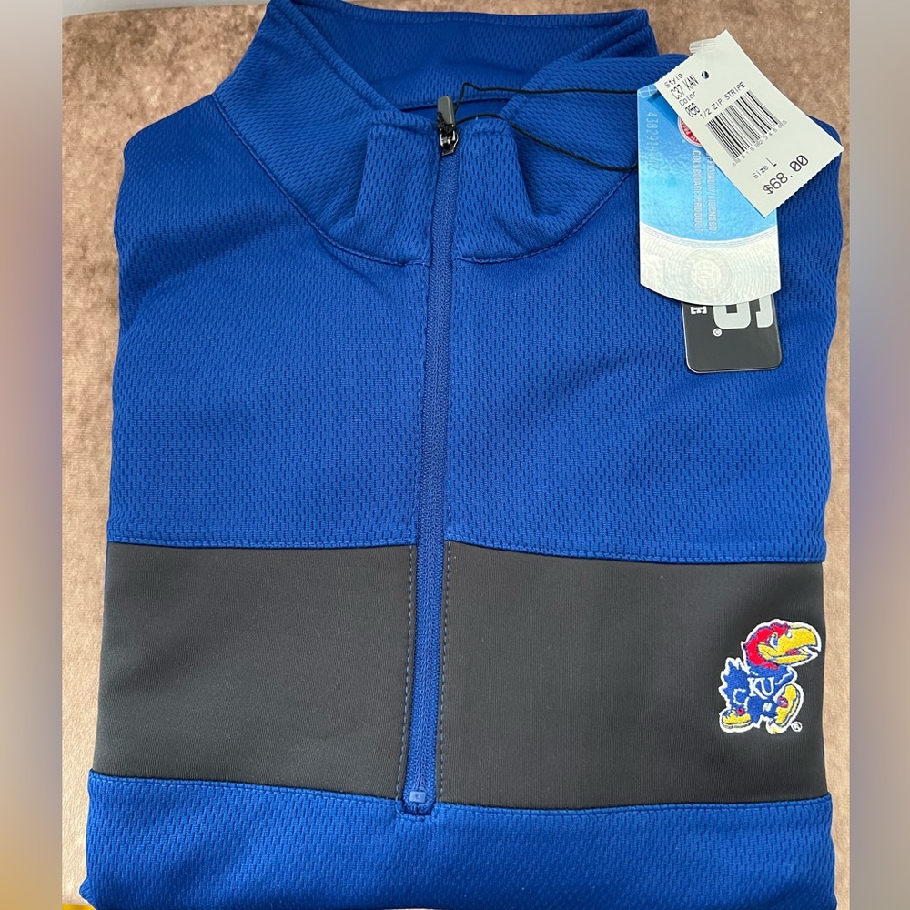 Kansas Jayhawks 1/4 zip Long Sleeve Pull Over brand new with tags.